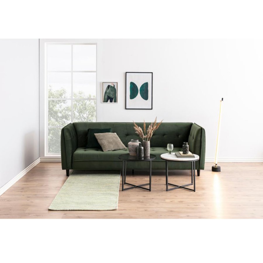 ACT NORDIC Cross sidebord, rund - rgfarvet glas og sort metal (55)