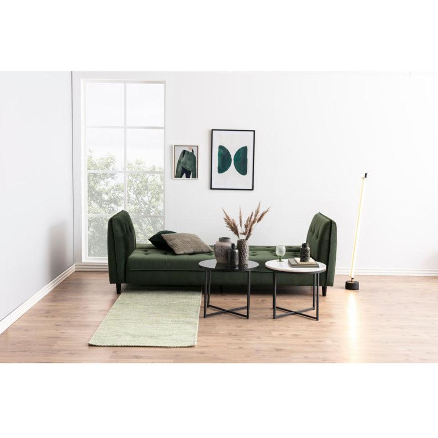 ACT NORDIC Cross sidebord, rund - rgfarvet glas og sort metal (55)