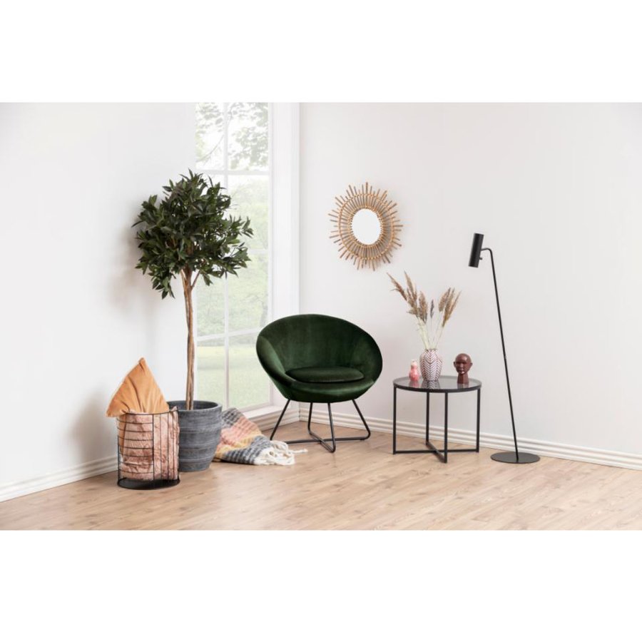 ACT NORDIC Cross sidebord, rund - rgfarvet glas og sort metal (55)