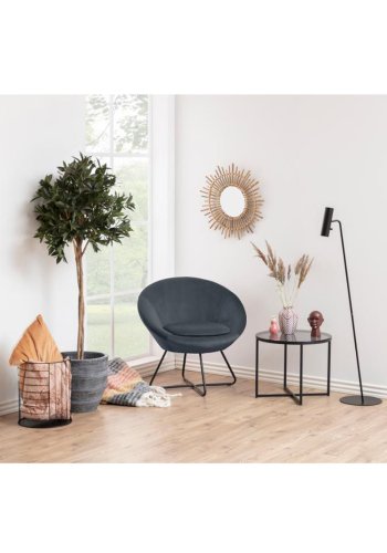 ACT NORDIC Cross sidebord, rund - rgfarvet glas og sort metal (55)