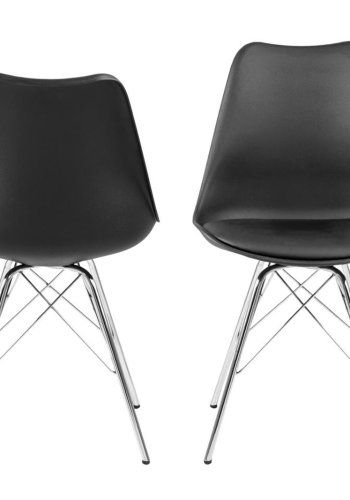 ACT NORDIC Eris spisebordsstol - sort plastik, sort PU og krom metal