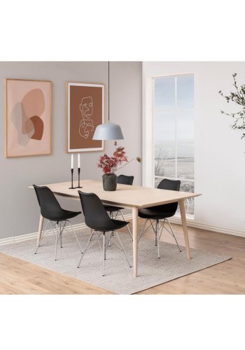 ACT NORDIC Eris spisebordsstol - sort plastik, sort PU og krom metal