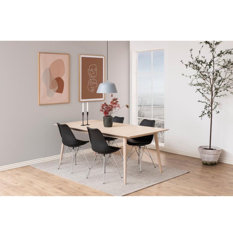 ACT NORDIC Eris spisebordsstol - sort plastik, sort PU og krom metal