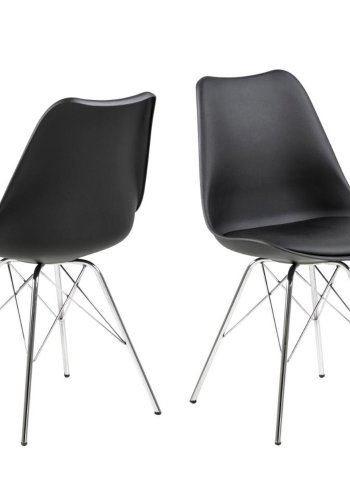 ACT NORDIC Eris spisebordsstol - sort plastik, sort PU og krom metal