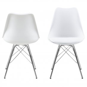 ACT NORDIC Eris spisebordsstol - hvid plastik, hvid PU og krom metal