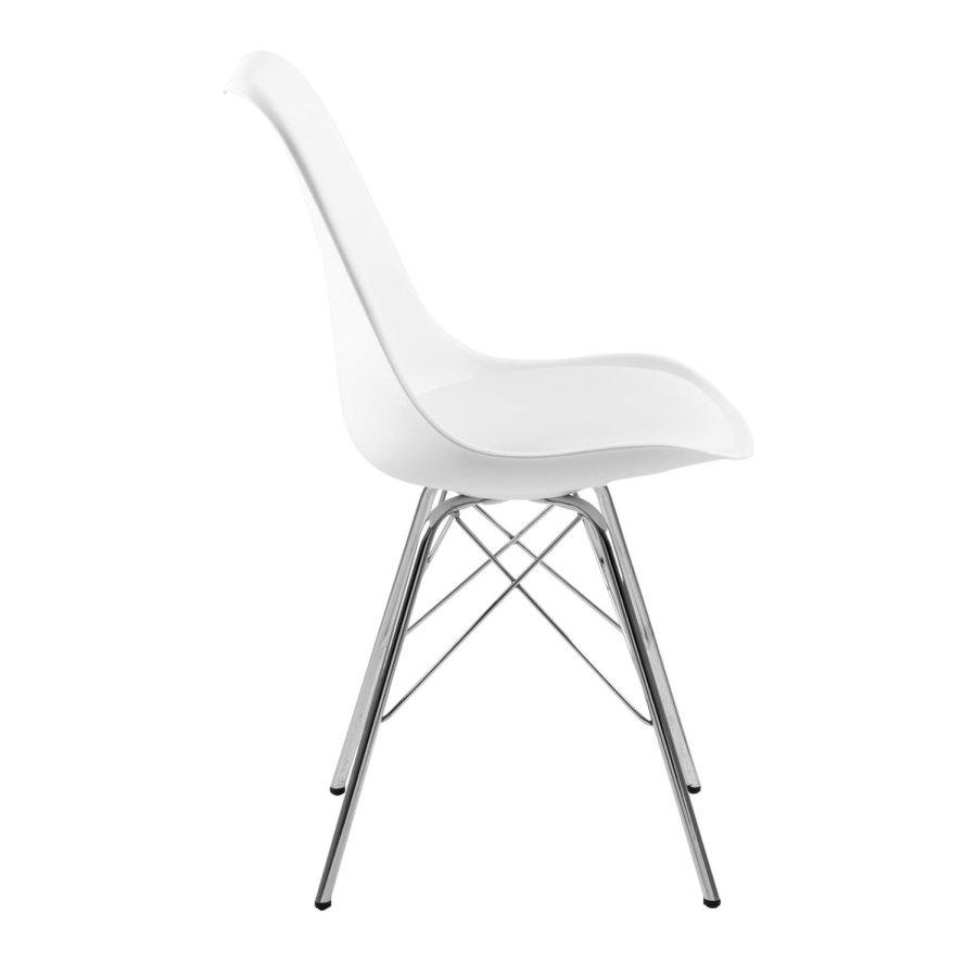 ACT NORDIC Eris spisebordsstol - hvid plastik, hvid PU og krom metal