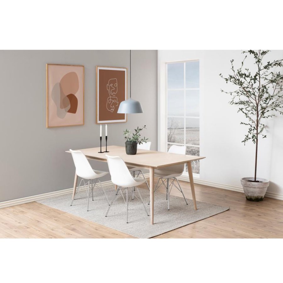 ACT NORDIC Eris spisebordsstol - hvid plastik, hvid PU og krom metal