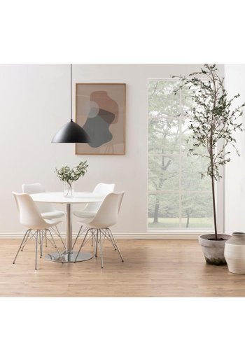 ACT NORDIC Eris spisebordsstol - hvid plastik, hvid PU og krom metal