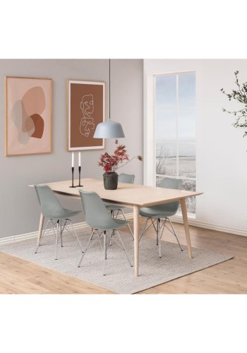 ACT NORDIC Eris spisebordsstol - gr plastik, gr PU og krom metal