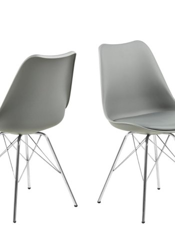 ACT NORDIC Eris spisebordsstol - gr plastik, gr PU og krom metal