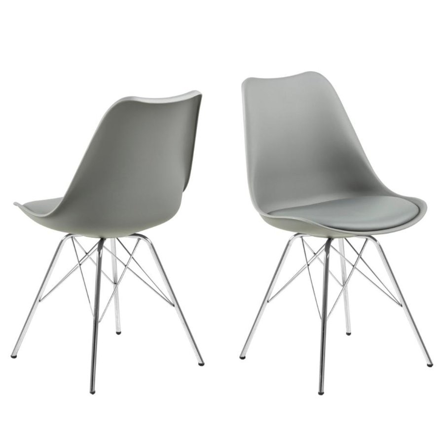ACT NORDIC Eris spisebordsstol - gr plastik, gr PU og krom metal