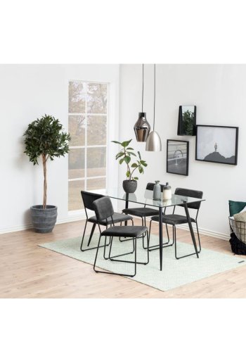 ACT NORDIC Cornelia spisebordsstol - mrkegr polyester og sort metal