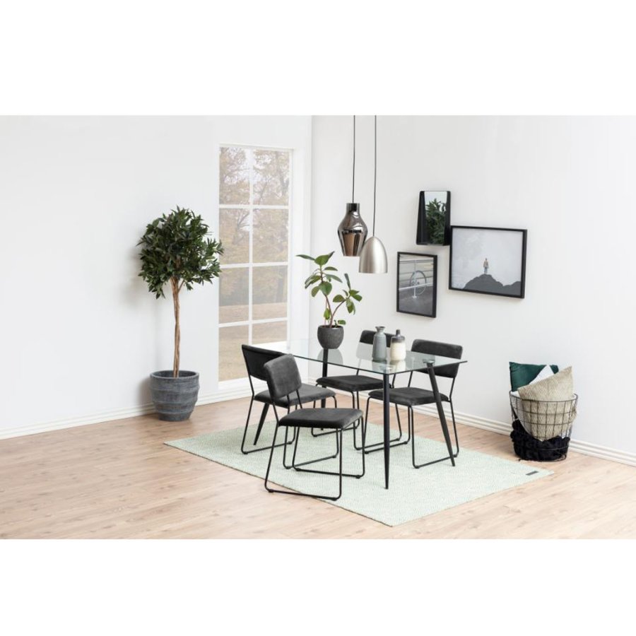 ACT NORDIC Cornelia spisebordsstol - mrkegr polyester og sort metal