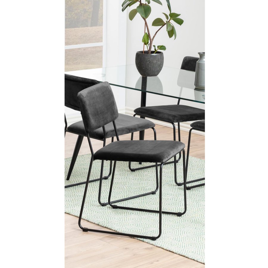ACT NORDIC Cornelia spisebordsstol - mrkegr polyester og sort metal