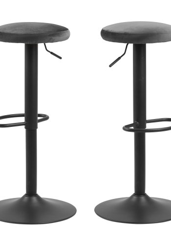 ACT NORDIC Finch barstol m. trompetfod og fodsttte - mrkegr stof og sort metal 