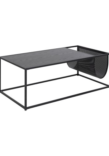 ACT NORDIC Rektangulr Seaford sofabord m. magasinholder - sort melamin og metal (110x60)