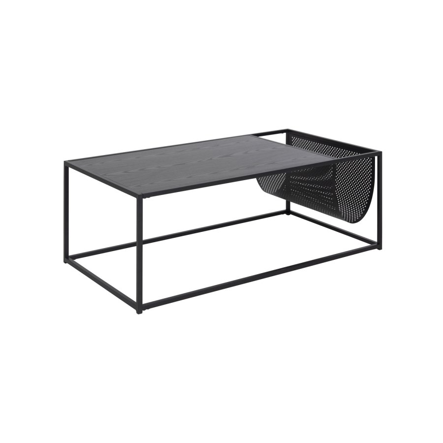 ACT NORDIC Rektangulr Seaford sofabord m. magasinholder - sort melamin og metal (110x60)
