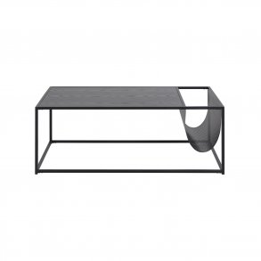 ACT NORDIC Rektangulr Seaford sofabord m. magasinholder - sort melamin og metal (110x60)