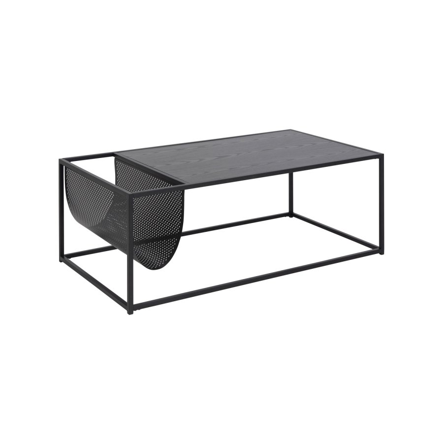 ACT NORDIC Rektangulr Seaford sofabord m. magasinholder - sort melamin og metal (110x60)