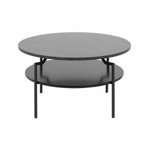 ACT NORDIC Goldington sofabord m. 1 hylde i sort MDF - sort melamin m. marmorprint og metal (80)