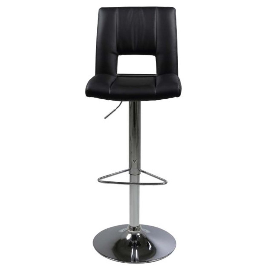 ACT NORDIC Sylvia barstol, m. rygln og fodsttte - sort PU og krom metal
