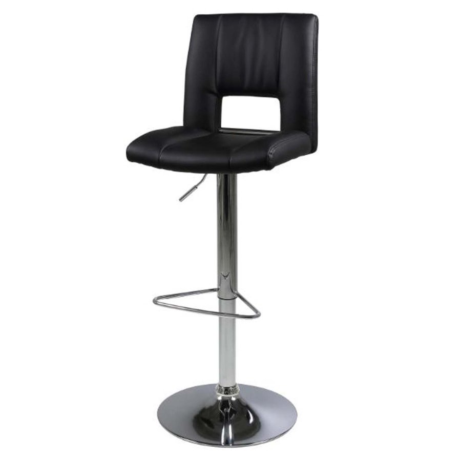 ACT NORDIC Sylvia barstol, m. rygln og fodsttte - sort PU og krom metal