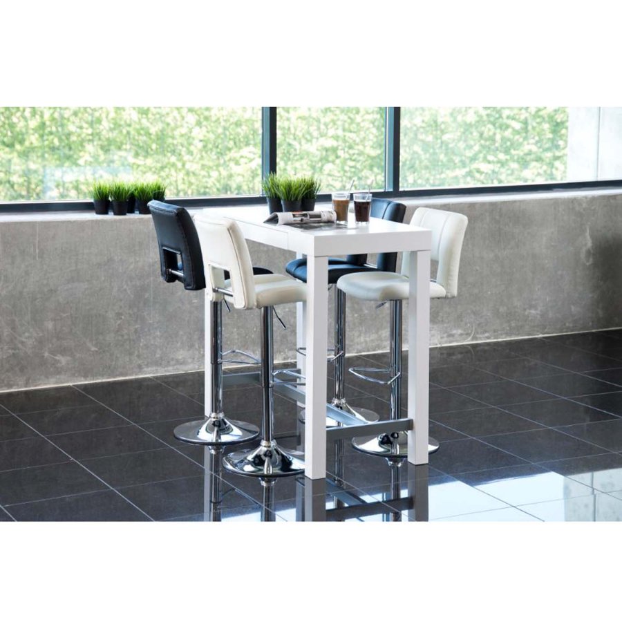 ACT NORDIC Sylvia barstol, m. rygln og fodsttte - sort PU og krom metal