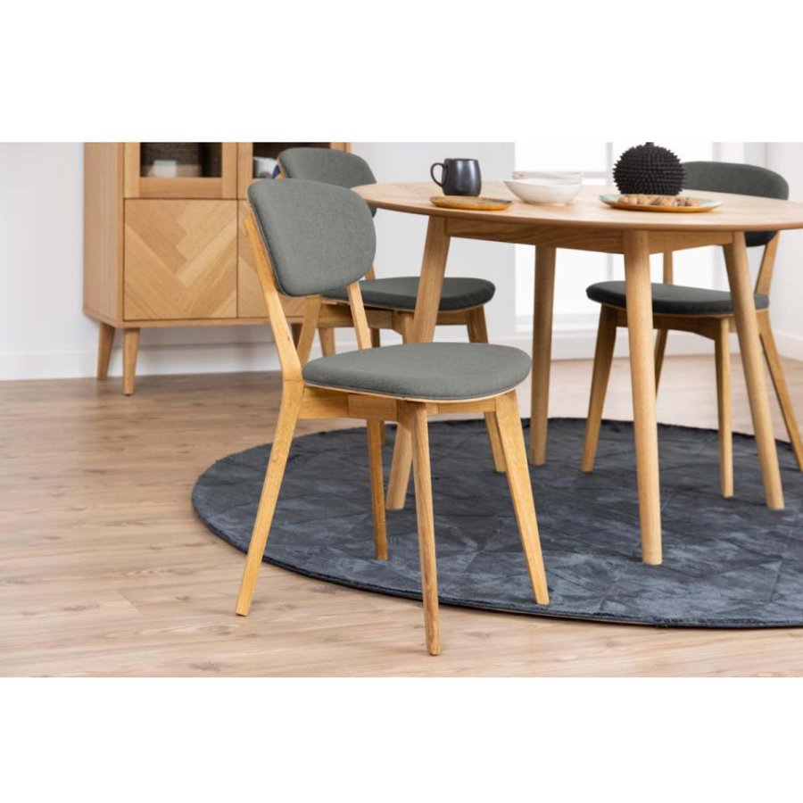 ACT NORDIC Minsk spisebordsstol - lysegr polyester og natur eg