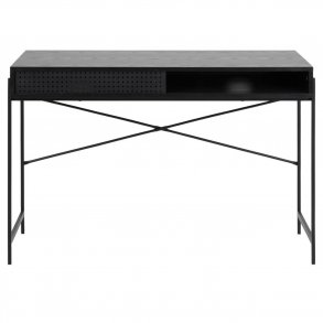Act Nordic Angus skrivebord, m. skydelge - sort melamin og sort metal (110x50)
