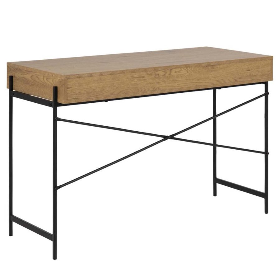 ACT NORDIC Angus skrivebord, m. skydelge - natur papir vildeg og sort metal (110x50)