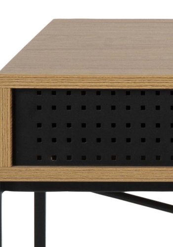 ACT NORDIC Angus skrivebord, m. skydelge - natur papir vildeg og sort metal (110x50)