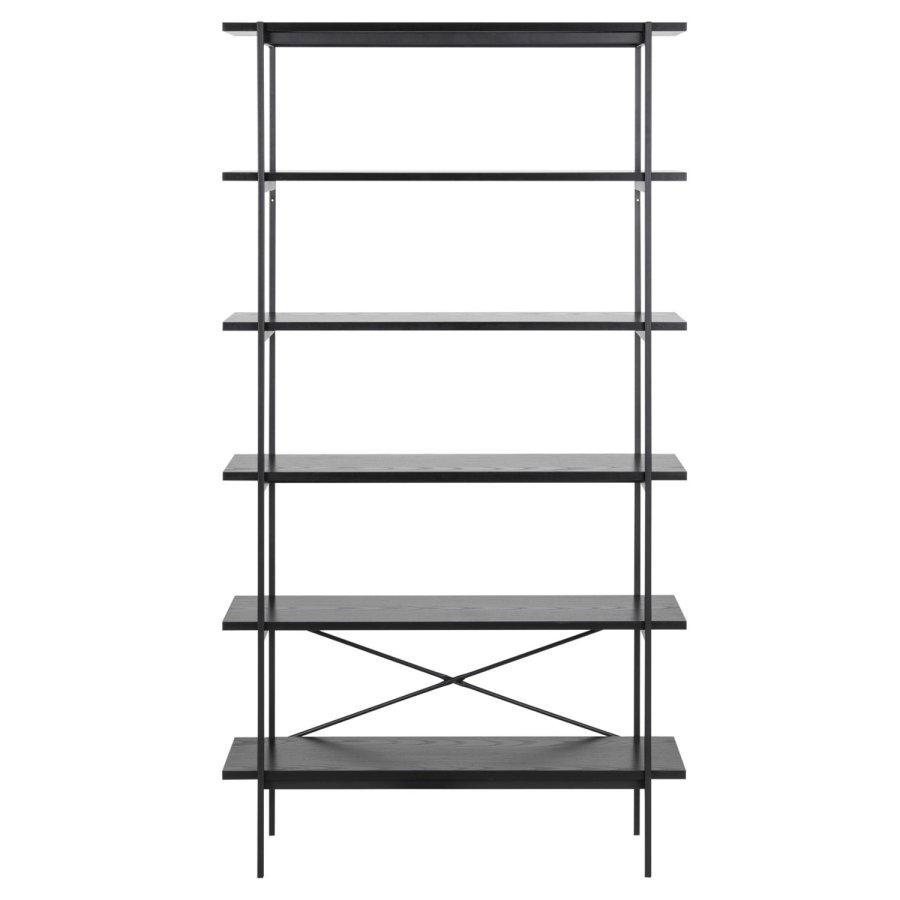 ACT NORDIC Angus reol, m. 5 hylder - sort melamin og sort metal