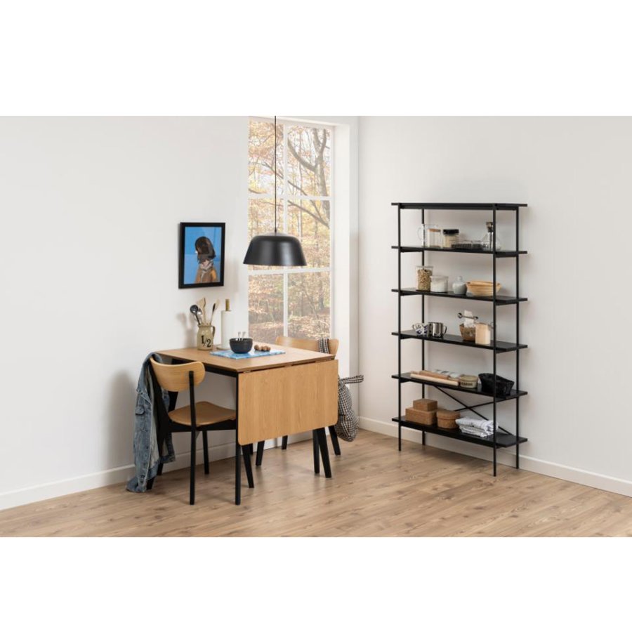 ACT NORDIC Angus reol, m. 5 hylder - sort melamin og sort metal