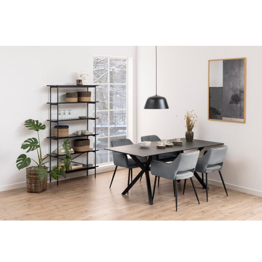 ACT NORDIC Angus reol, m. 5 hylder - sort melamin og sort metal