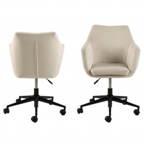 ACT NORDIC Nora skrivebordsstol, m. armln - sand polyester og sort metal