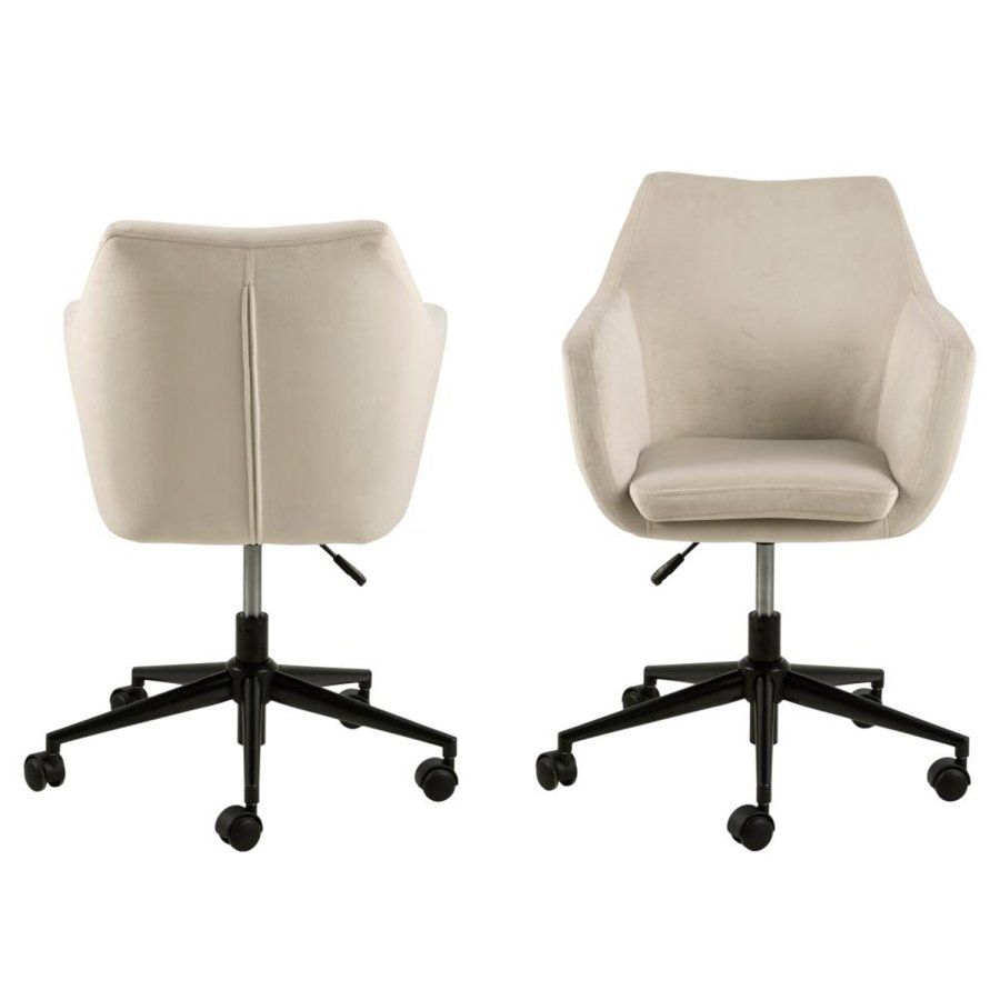 ACT NORDIC Nora skrivebordsstol, m. armln - sand polyester og sort metal