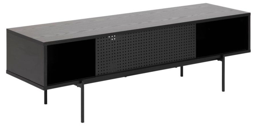 ACT NORDIC Angus TV-bord, m. 1 skydelge - sort ask melamin og sort metal (140x40)