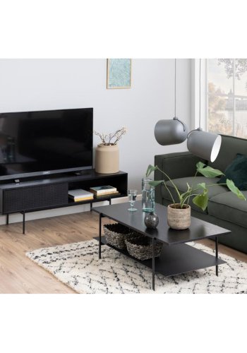 ACT NORDIC Angus TV-bord, m. 1 skydelge - sort ask melamin og sort metal (140x40)