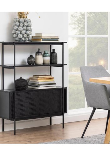 ACT NORDIC Angus reol, m. 2 skydelger - sort melamin og sort metal