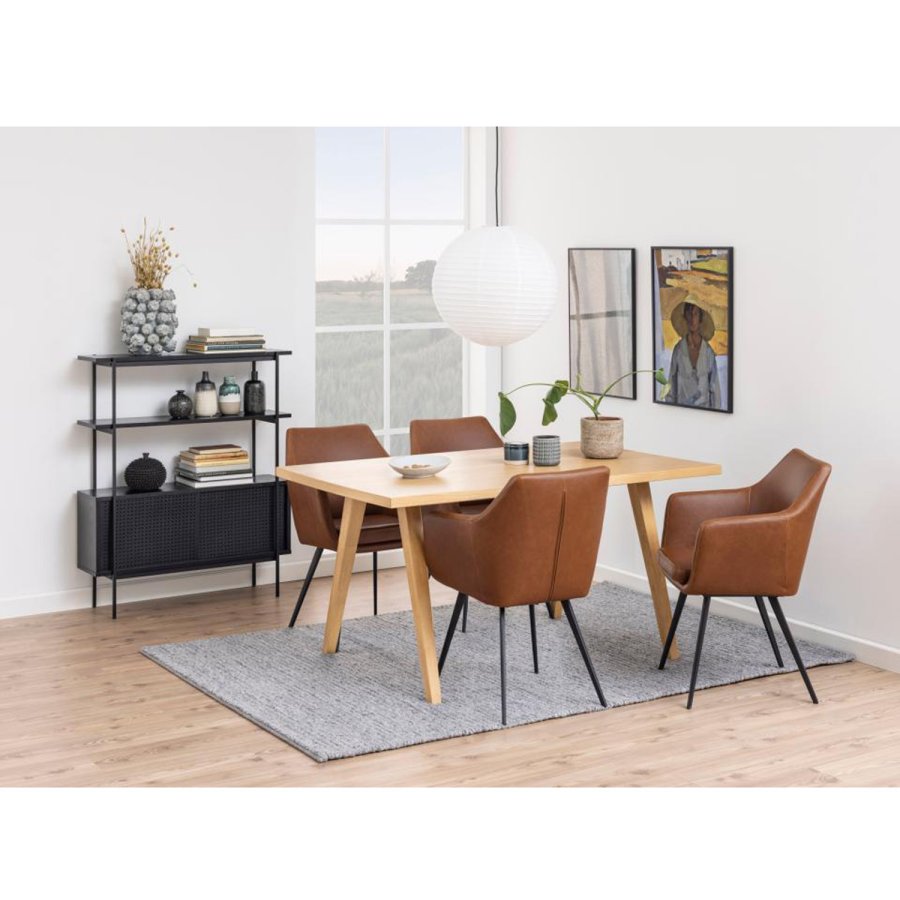 ACT NORDIC Angus reol, m. 2 skydelger - sort melamin og sort metal