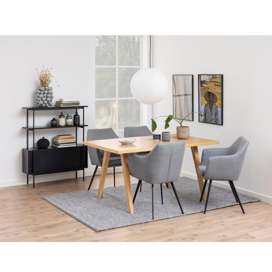 ACT NORDIC Angus reol, m. 2 skydelger - sort melamin og sort metal