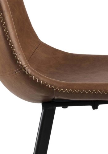 ACT NORDIC Oregon barstol, m. rygln og fodsttte - cognac PU og sort metal