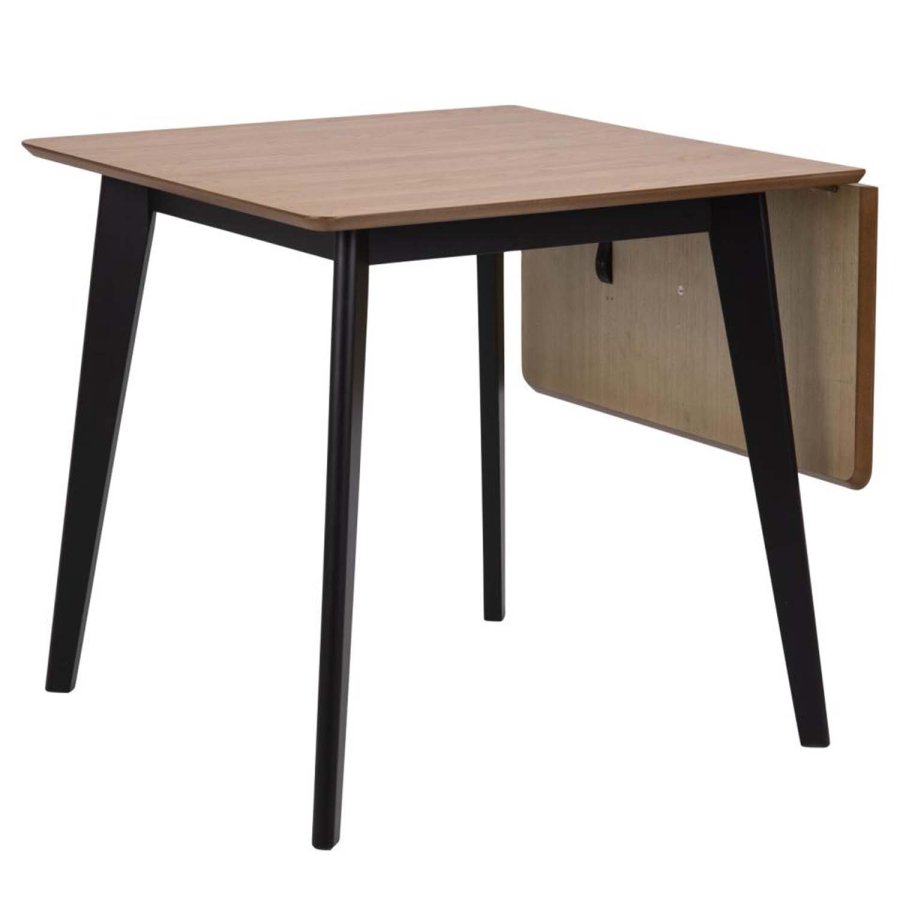 ACT NORDIC Roxby spisebord, m. tillgsplade - natur egefinér og sort gummitr (80/120x80)