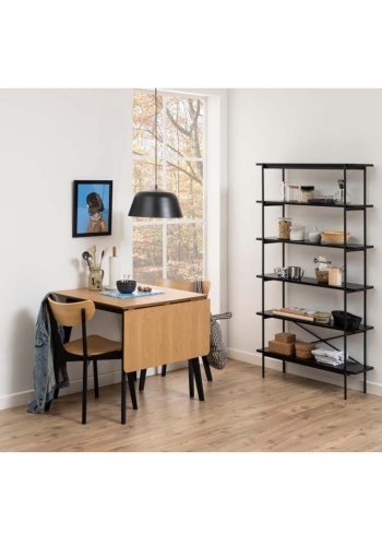 ACT NORDIC Roxby spisebord, m. tillgsplade - natur egefinér og sort gummitr (80/120x80)