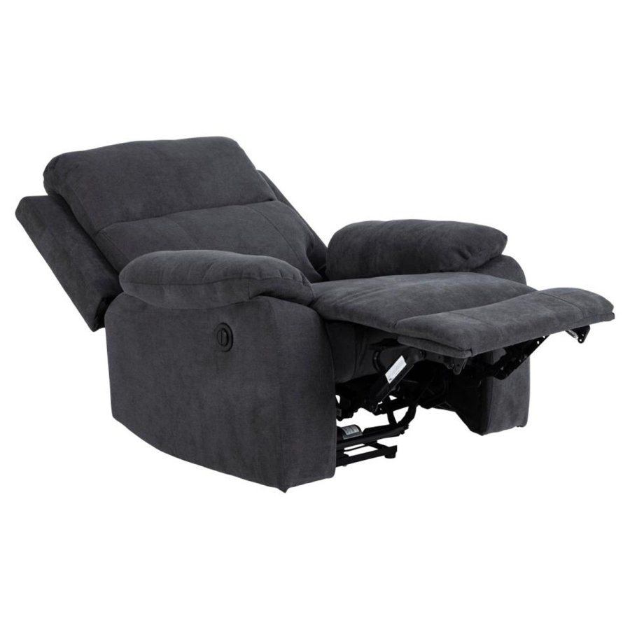 ACT NORDIC Mora recliner lnestol, elektrisk, m. C stik - mrkegr stof og sort metal