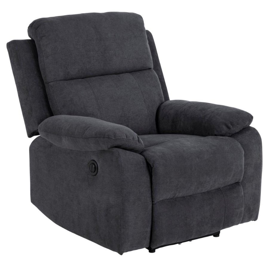 ACT NORDIC Mora recliner lnestol, elektrisk, m. C stik - mrkegr stof og sort metal