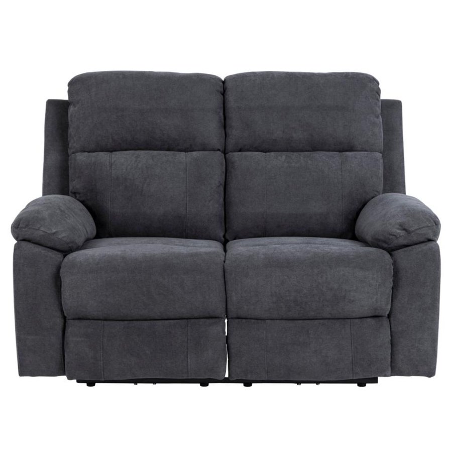 ACT NORDIC Mora 2 pers. recliner sofa, elektrisk, m. C stik - mrkegr stof og sort metal
