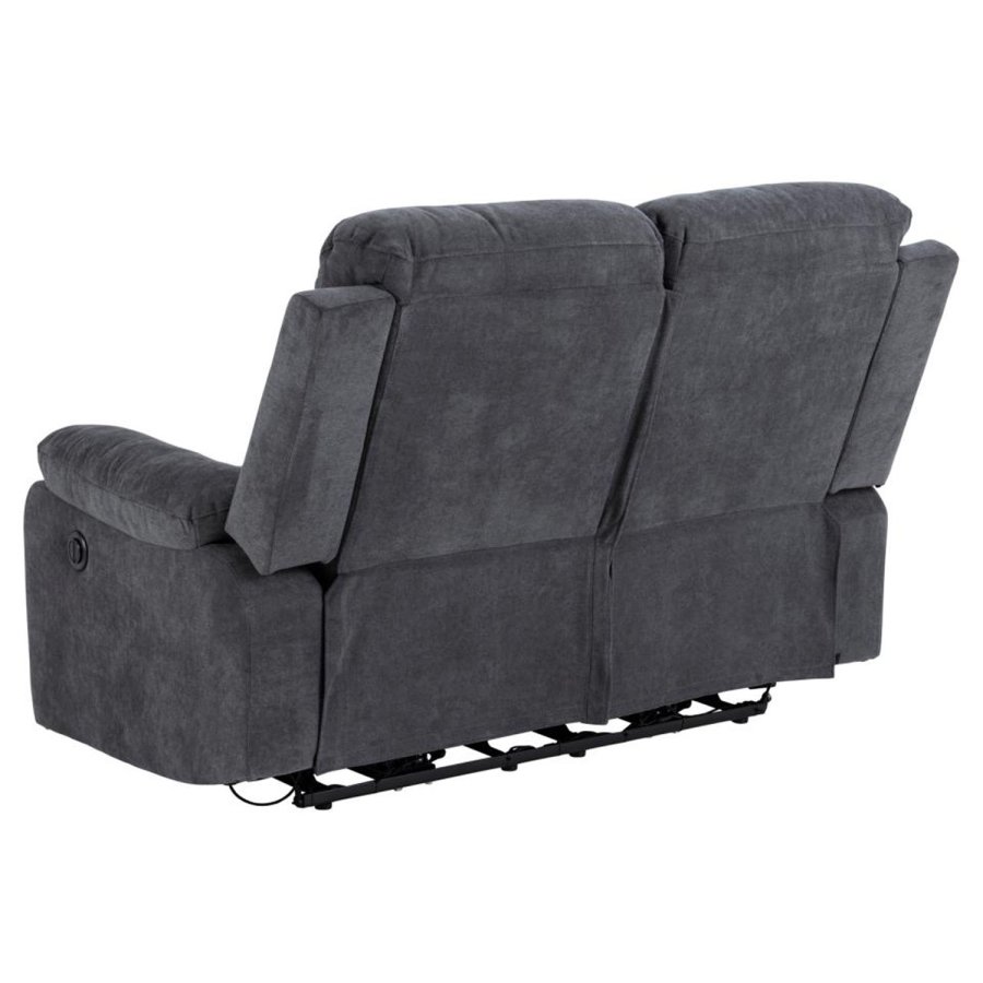 ACT NORDIC Mora 2 pers. recliner sofa, elektrisk, m. C stik - mrkegr stof og sort metal