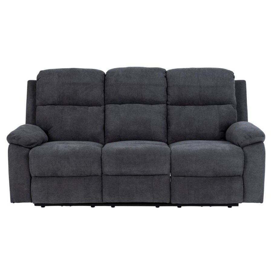 ACT NORDIC Mora 3 pers. recliner sofa, elektrisk, m. C stik - mrkegr stof og sort metal