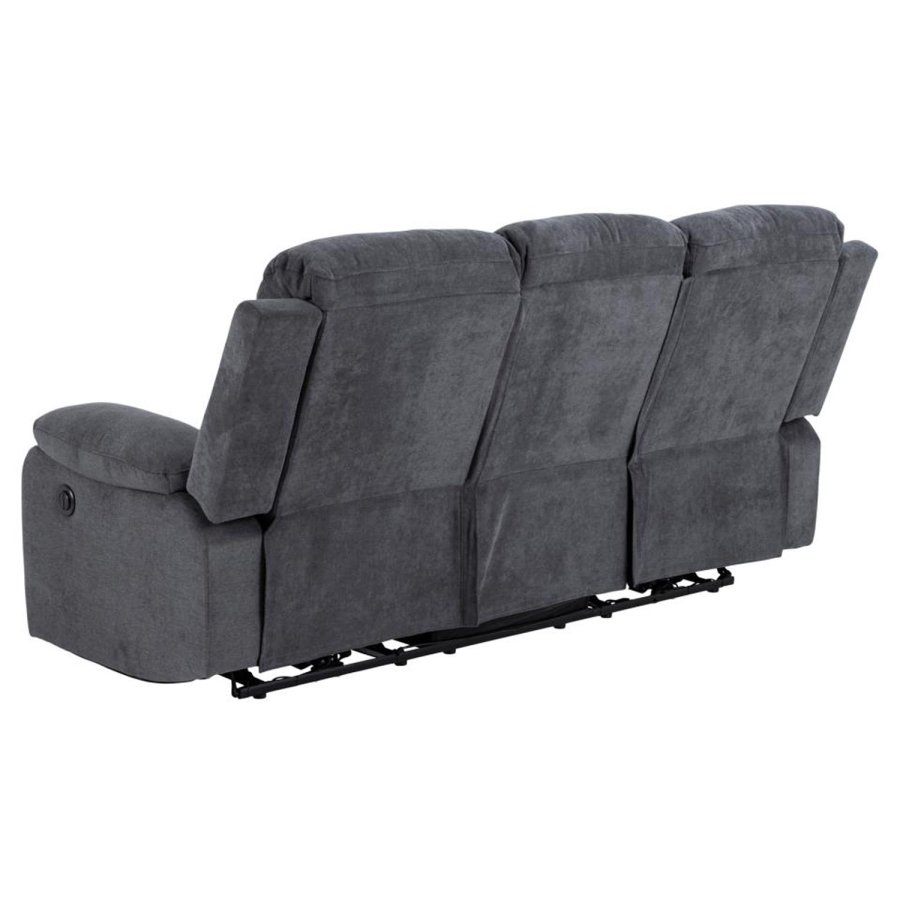 ACT NORDIC Mora 3 pers. recliner sofa, elektrisk, m. C stik - mrkegr stof og sort metal